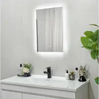 StarTech.com Miroir de salle de bain - Miroir mural LED - Rectangulaire - Anti-buée - Éclairage tricolore - Variateur tactile avec mémoire - Double- 45x60 cm