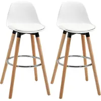 StarTech.com Ensemble de 2 tabourets de bar - Design scandinave - Réglables en hauteur et pivotants - Assise enPolyuréthane- Structure en bois avec repose-pieds - 43x43x91 cm - Blanc