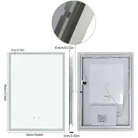 StarTech.com Miroir de salle de bain - Miroir mural LED 70x50 cm - Anti-buée - Variateur tactile - 3 couleurs de lumière - Fonction mémoire - Argent