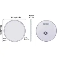StarTech.com Miroir de salle de bain LED, miroir de maquillage - Miroir rond mural de 80 cm - Éclairage LED - Intensité variable - Anti-buée -tactile intelligente - Design sans cadre