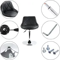 Markenlos Tabouret de maquillage réglable - pivotant - noir - cuir PU