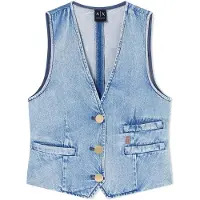 Armani Exchange pour femme. XW002263AF21338MB001 Gilet en jean léger en coton et lyocell bleu (S), Casuel, Denim