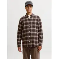 Jack & Jones Chemise 'JJEField' chocolat / noir / blanc