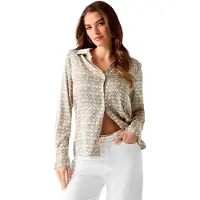 GUESS New Concetta Long Sleeve Shirt Beige S Femme