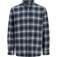 Jack & Jones Chemise 'JJEField' bleu-gris / bleu foncé / blanc