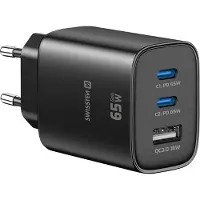 Swissten , chargeur avec 2 ports USB-C 65 W (Power Delivery) et 1 port USB-A 18 W (Quick Charge 3.0), noir