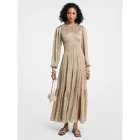 Michael Kors pour femme. MT6835PL3E Robe maxi smock à manches longues dorée (M), Beige, Casuel, Polyester, Manche longue