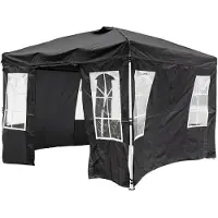 Costway Pavillon pop-up pliable , 300x300 cm, hauteur réglable, pavillon de jardin avec 4 panneaux latéraux amovibles, sacoche et sacs de sable, tente de fête portable