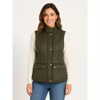 Barbour pour femme. LGI0017 Gilet Wray Quilted vert (M), Casuel, Polyamide