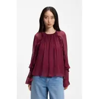 BOSS pour femme. 50573224 Blouse Bradia grenat (36), Rouge, Casuel, Viscose, Manche longue