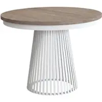Beautysofa | Table extensible ronde LUMI, diamètre 100–180 cm, table pour salle à manger, style loft, scandinave, blanche/chêne clair "Warmia"