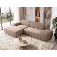 AX Living : Canapé d'angle moderne Didim Duo, 288 cm, couleur marron chaud, revêtement en velours