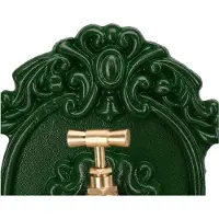 Relaxdays , fontaine murale de style ancien, avec robinet, aspect nostalgique, idéale pour une buanderie ou un jardin, en aluminium moulé, dimensions (H x L x P) : 40 x 24,5 x 13 cm, couleur verte