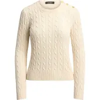 Ralph Lauren pour femme. 200P14039003 Pull en point de torsades avec boutons beige (M), Casuel, Coton