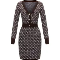 GUESS Robes en maille 'AUBREY' chocolat / blanc