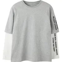 Name it T-Shirt 'NKMLAUGE' gris chiné / noir / blanc
