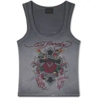 Ed Hardy Haut 'In Memory of When I Cared' graphite / rouge foncé / noir chiné