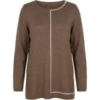 Ulla Popken Pull-over noisette / blanc