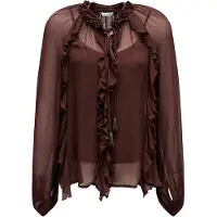 Salsa Jeans Ruffle Long Sleeve Blouse Marron L Femme