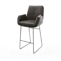 DELIFE Chaise-de-bar Clea-Flex Microfibre Anthracite vintage Pied trapèze noir Noir