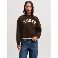 JJXX Sweat-shirt 'JXTATUM' brun foncé / blanc cassé
