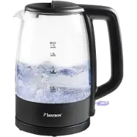 Bestron Bouilloire électrique en verre AWK500G - 1,7 litre - 2 200 watts - Anneau lumineux bleu