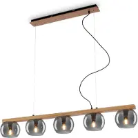 Briloner Suspension, avec bois, verre fum, 5xE14/max.1
