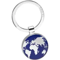 Troika AROUND THE WORLD Porte-clés mappemonde rond, gris brillant/bleu, Bleu, Gris, Argent