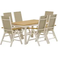 Ebuy24 Panama set de jardin table avec rallonge 90x160 cm naturel 6 chaises beige.