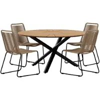 Ebuy24 Mexico set de jardin table Ø140 cm naturel 4 chaises brun.