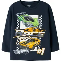 Name It Mini T-Shirt 'NMMJunior Hotwheels' bleu marine / vert gazon / orange / blanc