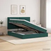 Prolenta Maison Exclusive - Lit coffre avec matelas vert foncé 140 x 200 cm velours