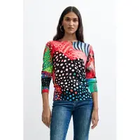Desigual Pull-over bleu clair / vert gazon / saumon / noir