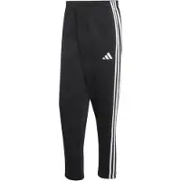Adidas Pantalon de sport 'Essentials 3-Stripes Fleece Tapered Open Hem' noir / blanc