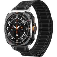 Spigen - WBF0 - Samsung Galaxy Watch Ultra 47mm - Black (22 mm, Nylon, Textile, Tissu), Sangles de montre, Noir