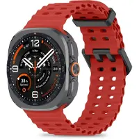 TechProtection ICONBAND PRO POUR SAMSUNG GALAXY WATCH ULTRA 1 / 2 2024-2026 (47 MM) ROUGE NEIGE (20 mm), Sangles de montre, Rouge