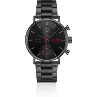HUGO #Takeoff montre en acier plaqué noir avec cadran noir