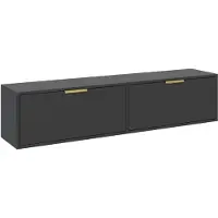 Selsey Vena - Meuble TV suspendu, 2 portes, noir, 140 cm