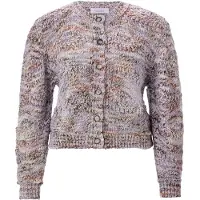 Rich & royal Cardigan cognac / violet clair / blanc naturel