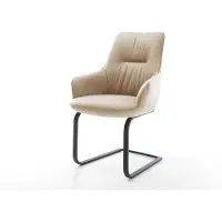 DELIFE Cantilever Zelia-Flex avec accoudoirs microfibre beige vintage pied cantilever plat noir ressorts ensachés