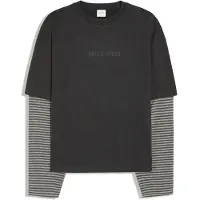 Bershka T-Shirt gris chiné / noir