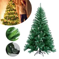 Jiubiaz Arbre de Noël Décoration de Noël en plastique Sélection avec support 210cm Vert