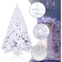 TolleTour Arbre de Noël artificiel, Sapin avec support métallique, Sapin de Noël pointes aiguilles PVC, Arbre artificiel Noël 180cm Blanc