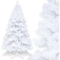 TolleTour Arbre de Noël artificiel, Sapin de Noël avec support, Arbre de Noël artificiel système de pliage, Arbre de Noël 500 pointes aiguilles PVC, blanc, 180cm