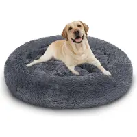 Jiubiaz Lit pour chien Lit pour chien Lit pour chat Coussin pour chien Peluche Couchage pour chien Lit pour animal gris foncé 60cm