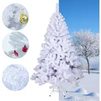 Jiubiaz Arbre de Noël Décoration de Noël en plastique Sélection avec support 150cm Blanc