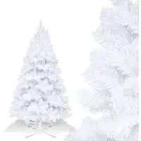 Yakimz Arbre de Noël artificiel, Sapin avec support, Arbre de Noël artificiel système de pliage, Sapin de Noël 300 pointes aiguilles PVC, blanc, 150cm