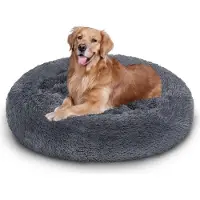 TolleTour Lit pour chien Peluche Dormir Coussin pour chien Lit pour chat Lavable antidérapant confortable 80cm Gris foncé