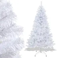 Jayseuw Arbre de Noël artificiel 150cm (Ø env. 92 cm) avec 488 pointes et système de pliage à montage rapide, difficilement inflammable, support métallique inclus,Blanc