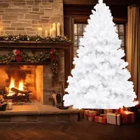 Jayseuw 210 cm Sapin de Noël avec support en métal pour arbre de Noël Montage facile pour mariage, Noël, chambre à coucher Noël,Blanc